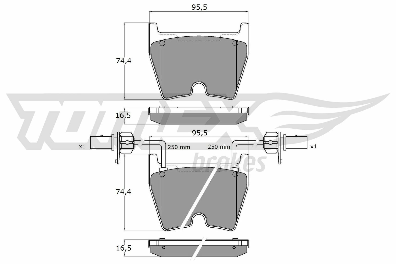 Sada brzdových destiček, kotoučová brzda TOMEX Brakes